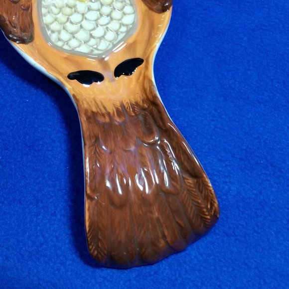 Cracker Barrel Owl and Pumpkin Spoon Rest Fall Table Decor Stoneware Pre-Owned - Picture 4 of 10